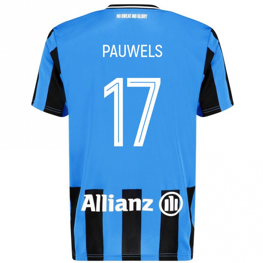 Kids Football Fleur Pauwels #17 Sky Blue Black Home Jersey 2024/25 T-Shirt Uk