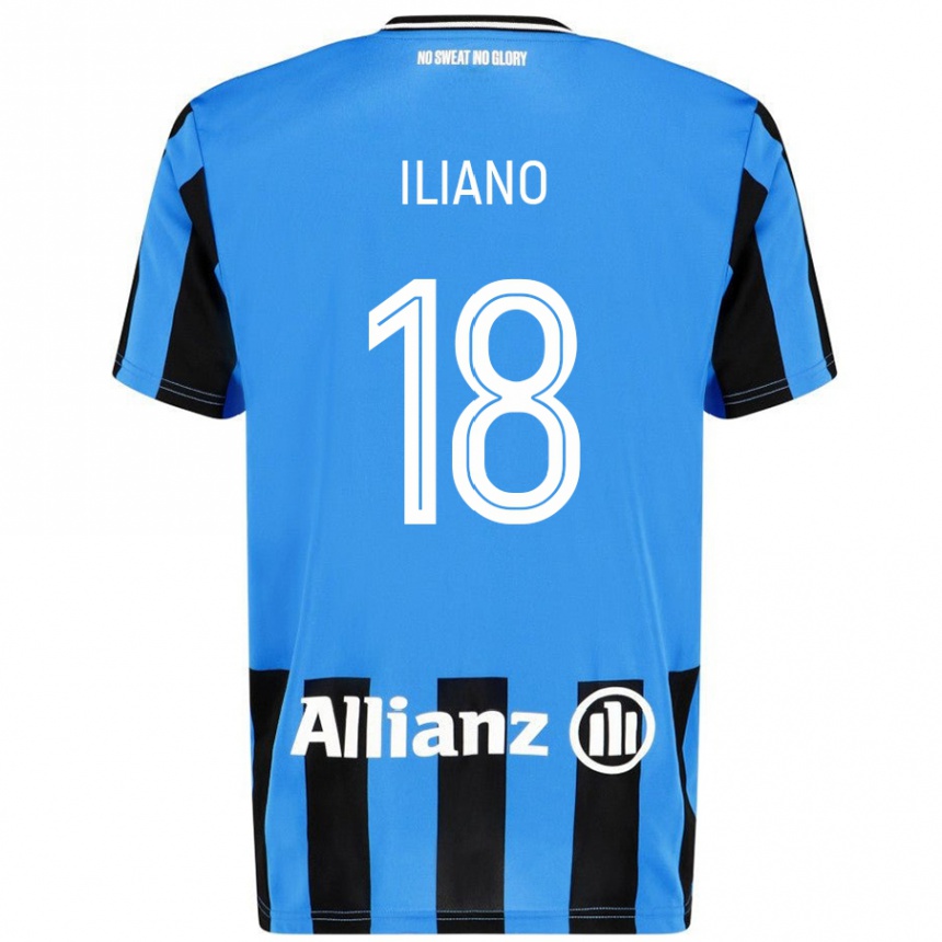 Kids Football Isabelle Iliano #18 Sky Blue Black Home Jersey 2024/25 T-Shirt Uk