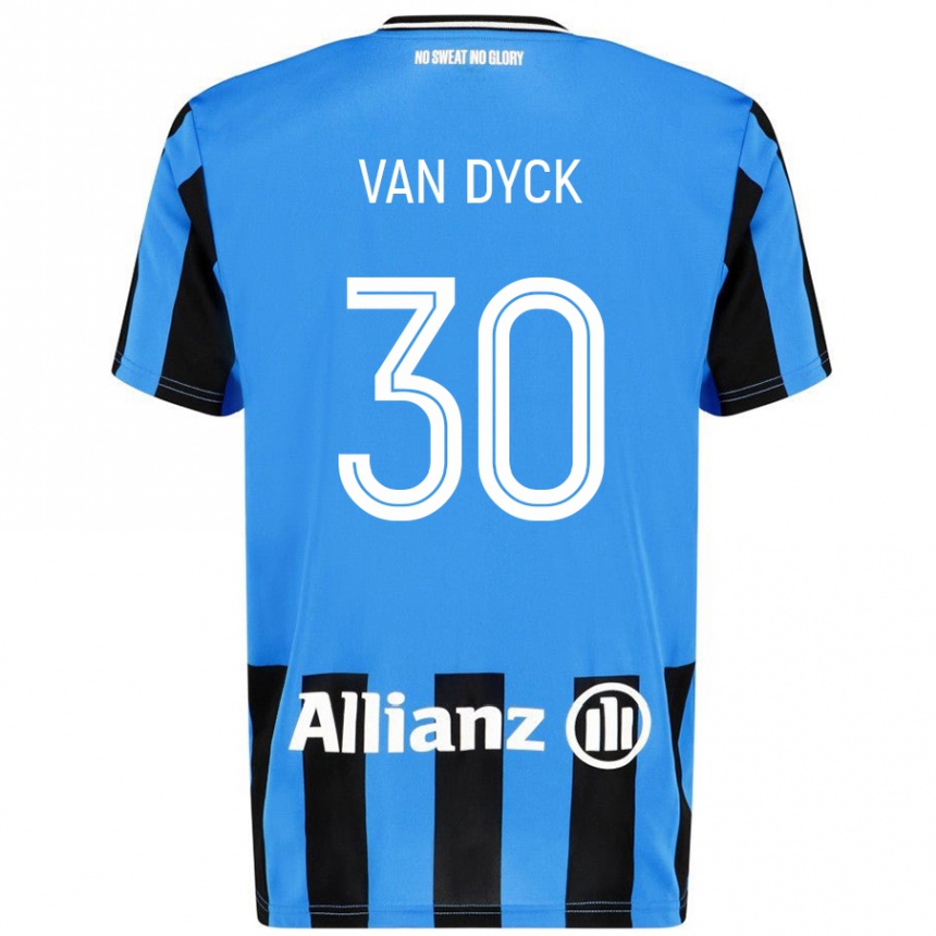 Kids Football Nell Van Dyck #30 Sky Blue Black Home Jersey 2024/25 T-Shirt Uk