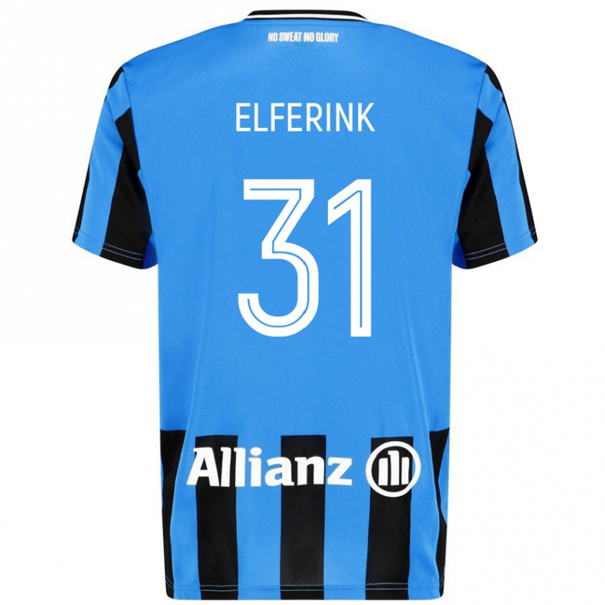 Kids Football Marie Elferink #31 Sky Blue Black Home Jersey 2024/25 T-Shirt Uk