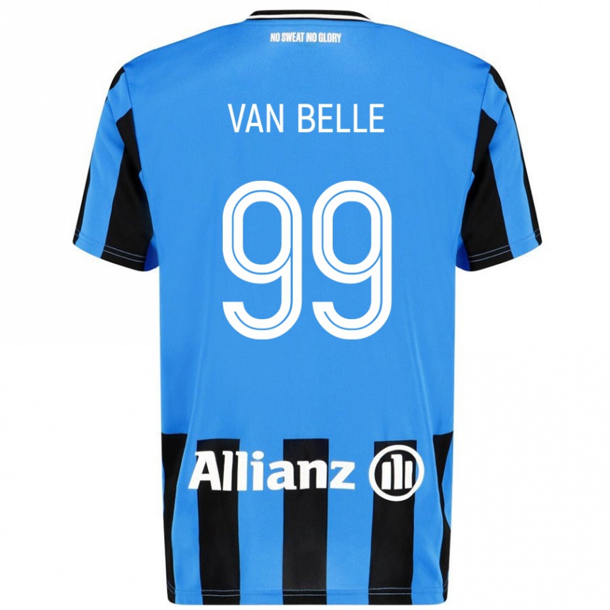 Kids Football Lyndsey Van Belle #99 Sky Blue Black Home Jersey 2024/25 T-Shirt Uk