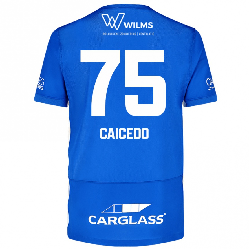 Kids Football Alfred Caicedo #75 Blue Home Jersey 2024/25 T-Shirt Uk