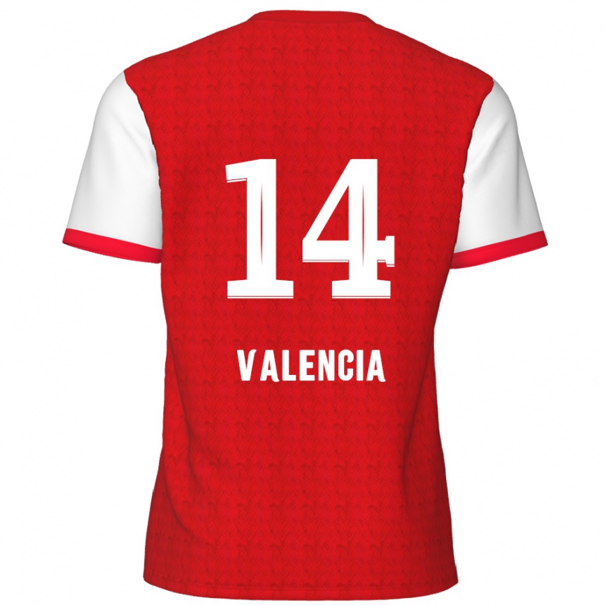 Kids Football Anthony Valencia #14 Red White Home Jersey 2024/25 T-Shirt Uk