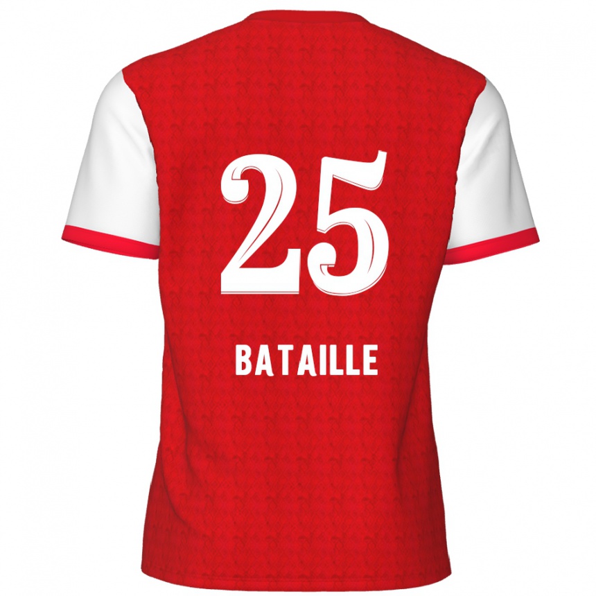 Kids Football Jelle Bataille #25 Red White Home Jersey 2024/25 T-Shirt Uk