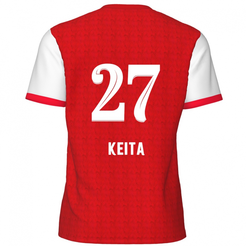 Kids Football Mandela Keita #27 Red White Home Jersey 2024/25 T-Shirt Uk