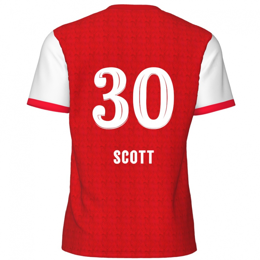 Kids Football Christopher Scott #30 Red White Home Jersey 2024/25 T-Shirt Uk