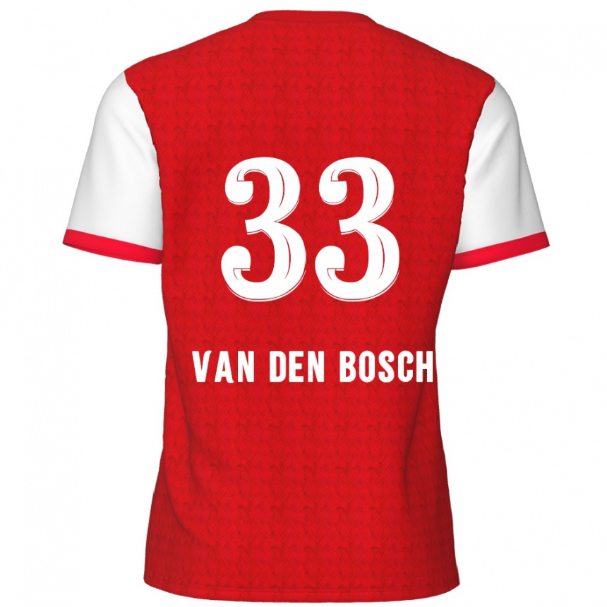 Kids Football Zeno Van Den Bosch #33 Red White Home Jersey 2024/25 T-Shirt Uk