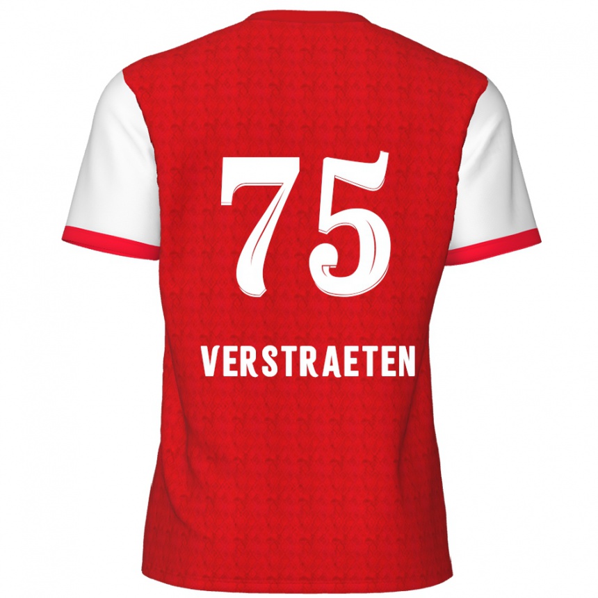 Kids Football Andreas Verstraeten #75 Red White Home Jersey 2024/25 T-Shirt Uk