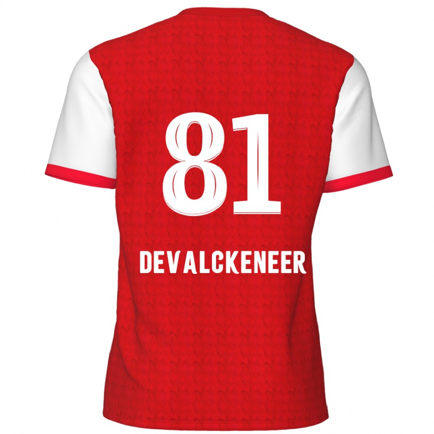 Kids Football Niels Devalckeneer #81 Red White Home Jersey 2024/25 T-Shirt Uk