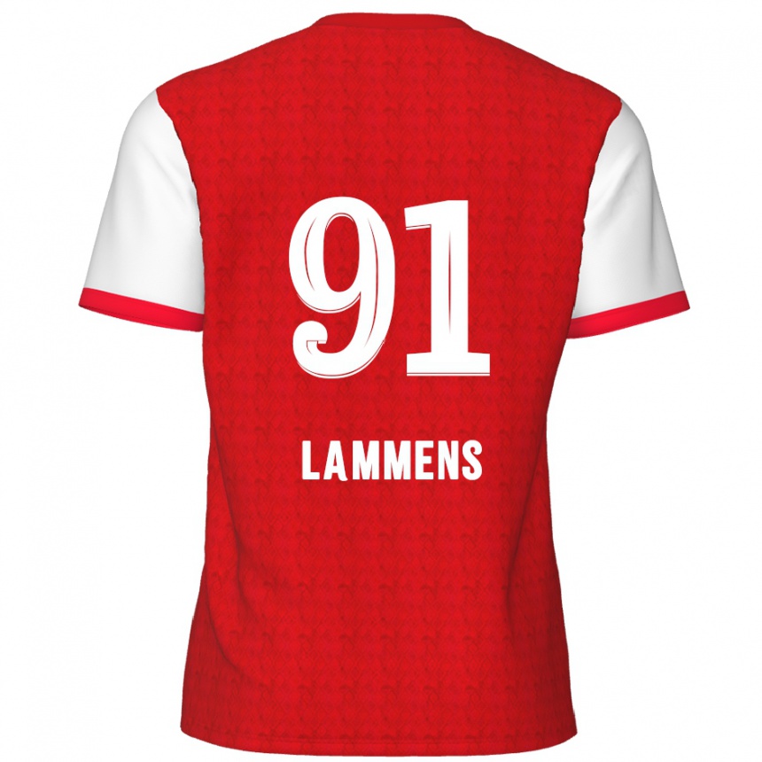 Kids Football Senne Lammens #91 Red White Home Jersey 2024/25 T-Shirt Uk