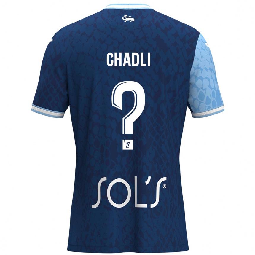 Kids Football Nassim Chadli #0 Sky Blue Dark Blue Home Jersey 2024/25 T-Shirt Uk