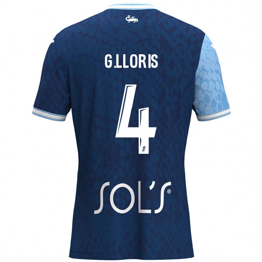 Kids Football Gautier Lloris #4 Sky Blue Dark Blue Home Jersey 2024/25 T-Shirt Uk