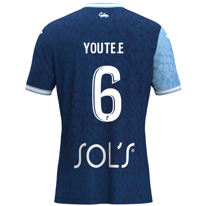 Kids Football Étienne Youté Kinkoué #6 Sky Blue Dark Blue Home Jersey 2024/25 T-Shirt Uk