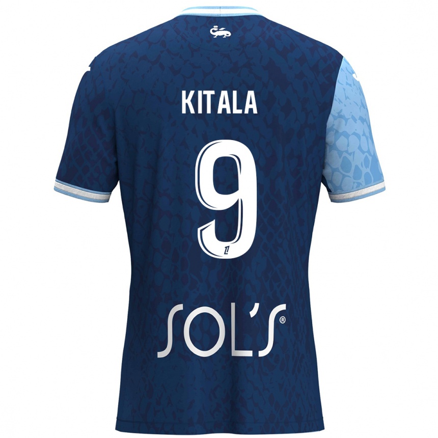 Kids Football Yann Kitala #9 Sky Blue Dark Blue Home Jersey 2024/25 T-Shirt Uk