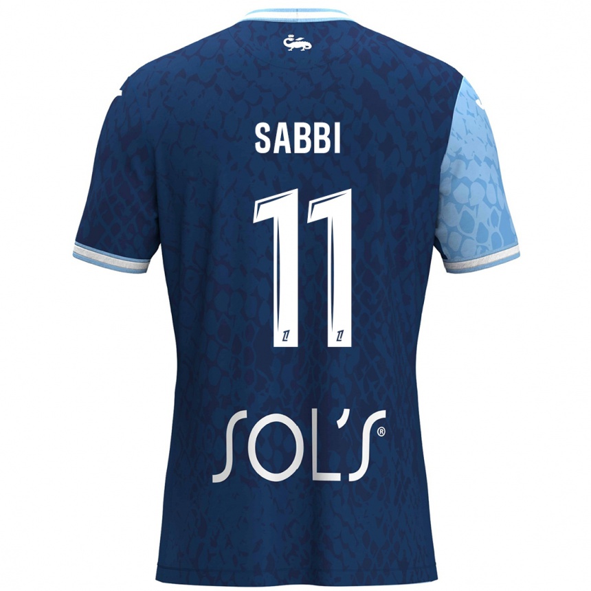 Kids Football Emmanuel Sabbi #11 Sky Blue Dark Blue Home Jersey 2024/25 T-Shirt Uk