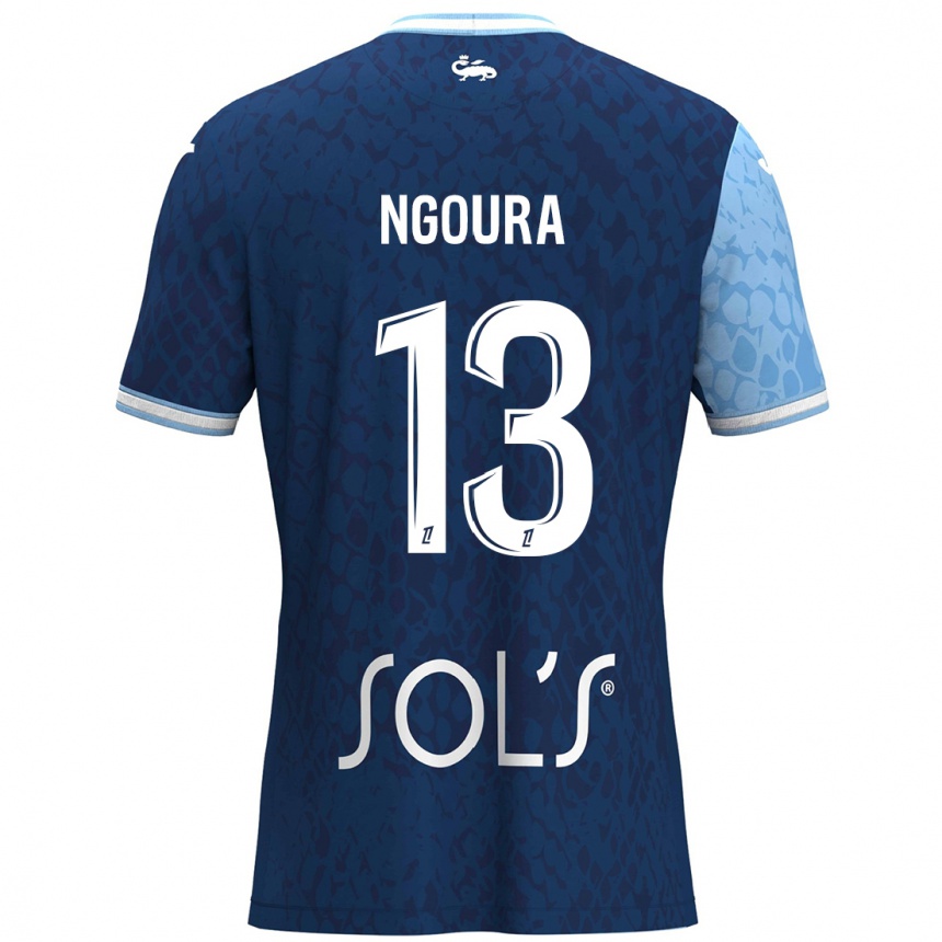 Kids Football Steve Ngoura #13 Sky Blue Dark Blue Home Jersey 2024/25 T-Shirt Uk