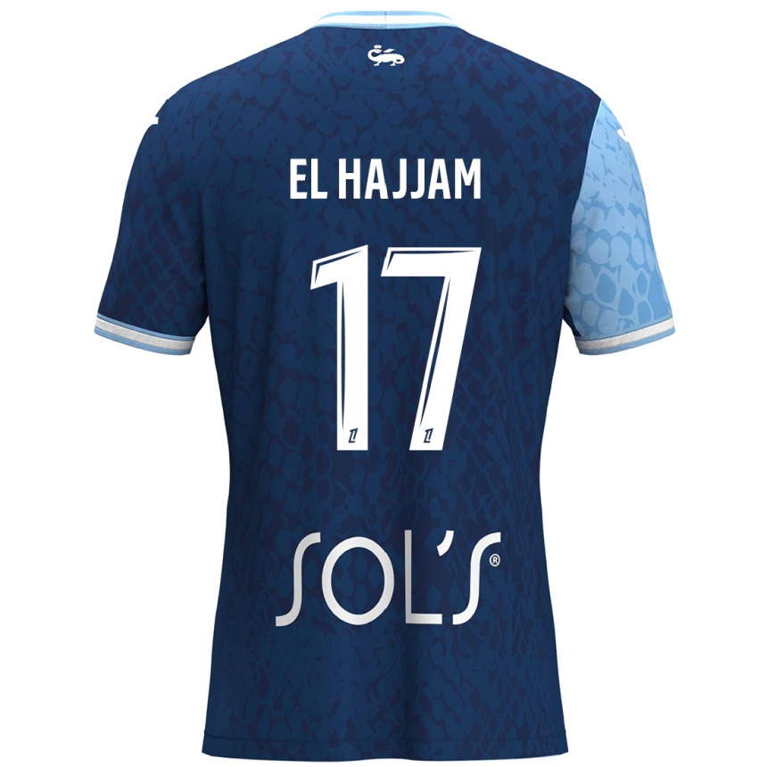 Kids Football Oualid El Hajjam #17 Sky Blue Dark Blue Home Jersey 2024/25 T-Shirt Uk