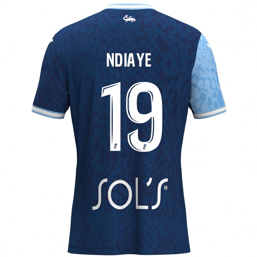 Kids Football Rassoul Ndiaye #19 Sky Blue Dark Blue Home Jersey 2024/25 T-Shirt Uk