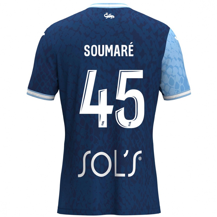 Kids Football Issa Soumaré #45 Sky Blue Dark Blue Home Jersey 2024/25 T-Shirt Uk