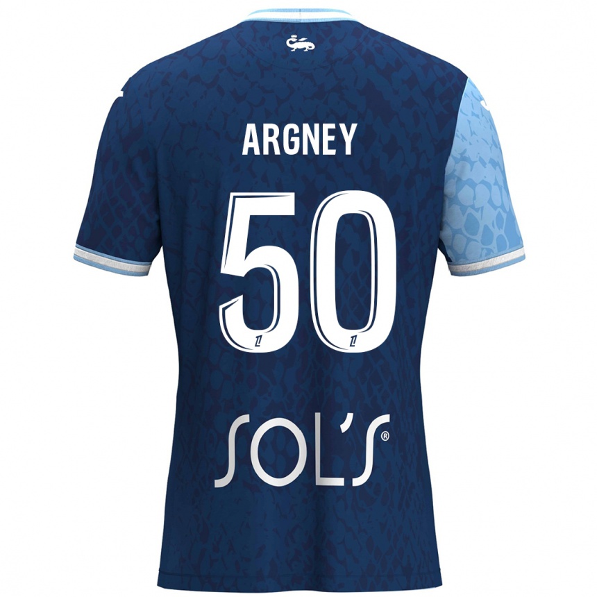 Kids Football Paul Argney #50 Sky Blue Dark Blue Home Jersey 2024/25 T-Shirt Uk