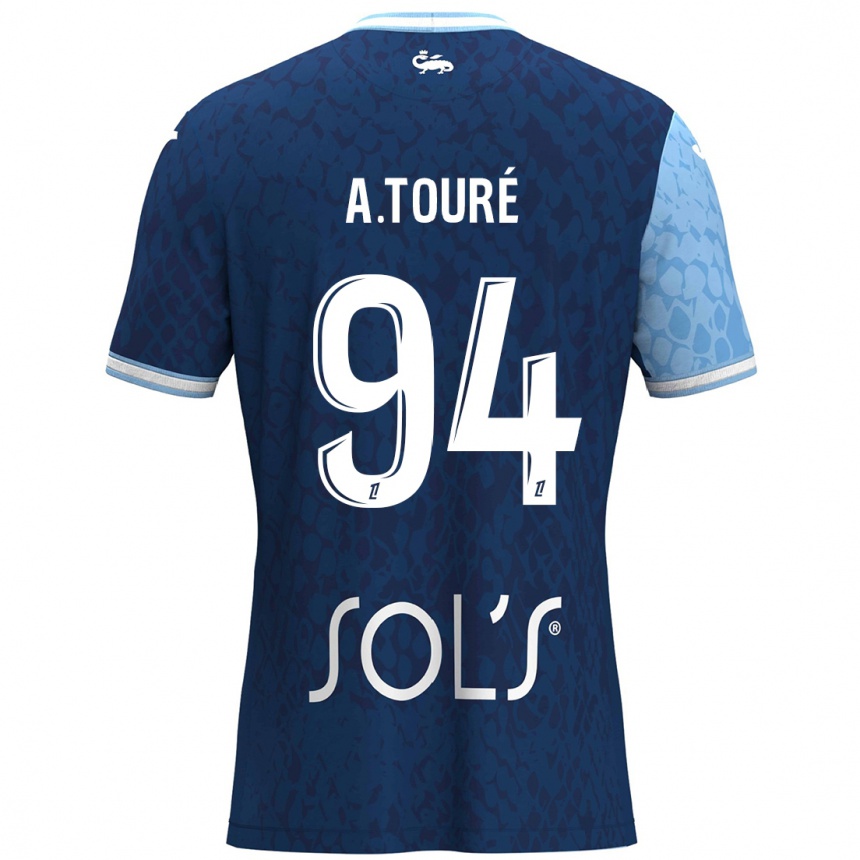 Kids Football Abdoulaye Touré #94 Sky Blue Dark Blue Home Jersey 2024/25 T-Shirt Uk