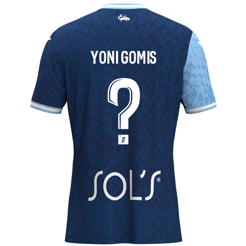 Kids Football Yoni Gomis #0 Sky Blue Dark Blue Home Jersey 2024/25 T-Shirt Uk