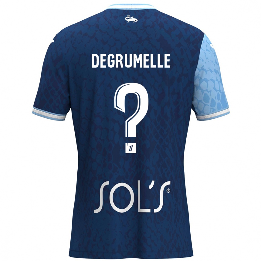 Kids Football Matéo Degrumelle #0 Sky Blue Dark Blue Home Jersey 2024/25 T-Shirt Uk