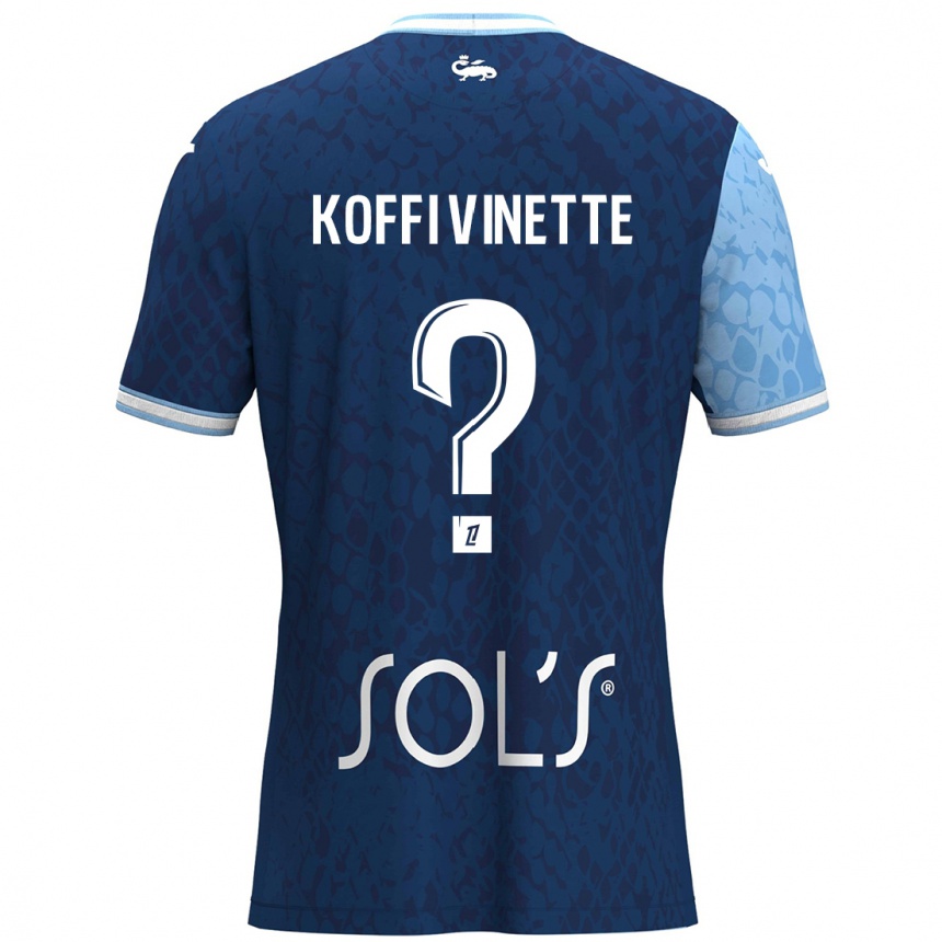 Kids Football Enzo Koffi Vinette #0 Sky Blue Dark Blue Home Jersey 2024/25 T-Shirt Uk