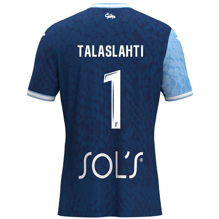 Kids Football Katriina Talaslahti #1 Sky Blue Dark Blue Home Jersey 2024/25 T-Shirt Uk