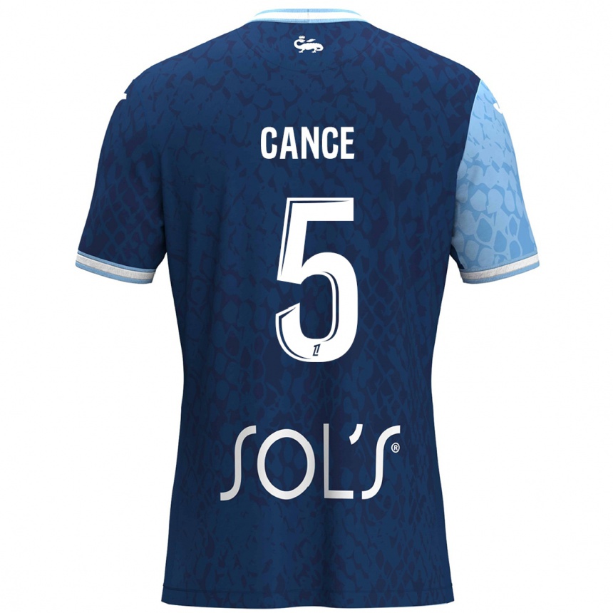 Kids Football Laurie Cance #5 Sky Blue Dark Blue Home Jersey 2024/25 T-Shirt Uk