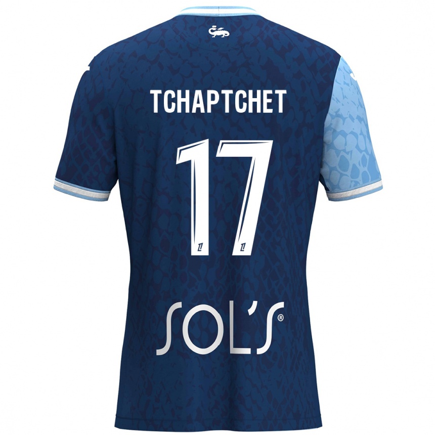 Kids Football Chanel Tchaptchet #17 Sky Blue Dark Blue Home Jersey 2024/25 T-Shirt Uk