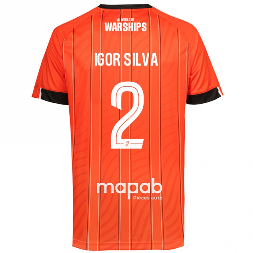 Kids Football Igor Silva #2 Orange Home Jersey 2024/25 T-Shirt Uk