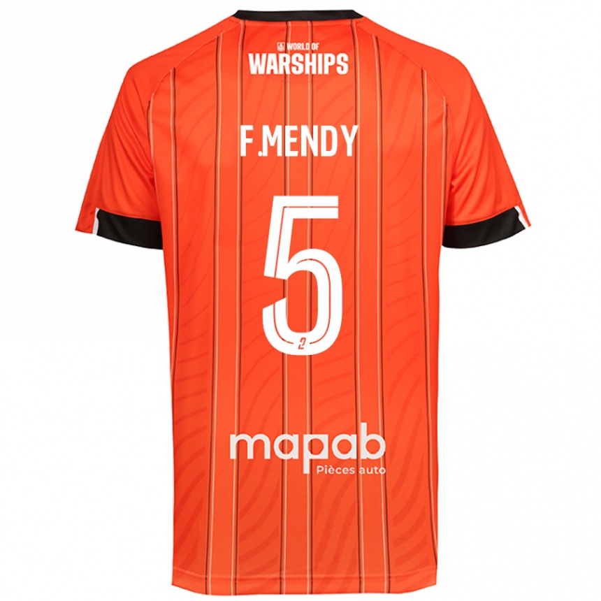 Kids Football Formose Mendy #5 Orange Home Jersey 2024/25 T-Shirt Uk