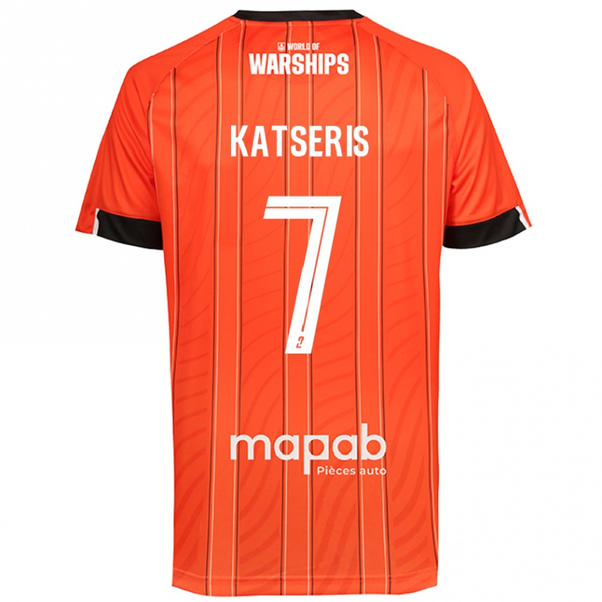 Kids Football Panos Katseris #7 Orange Home Jersey 2024/25 T-Shirt Uk