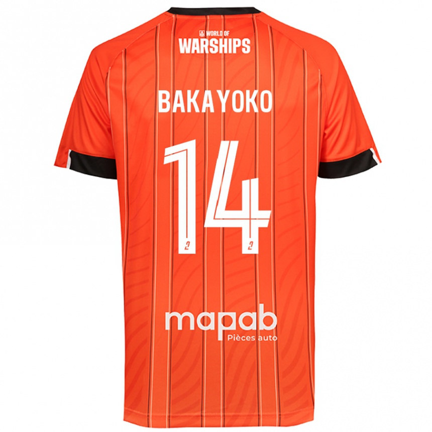 Kids Football Tiemoué Bakayoko #14 Orange Home Jersey 2024/25 T-Shirt Uk