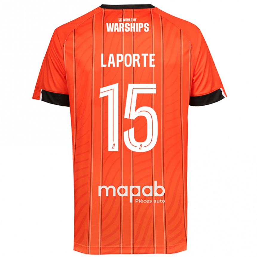 Kids Football Julien Laporte #15 Orange Home Jersey 2024/25 T-Shirt Uk