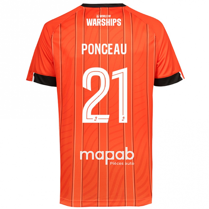 Kids Football Julien Ponceau #21 Orange Home Jersey 2024/25 T-Shirt Uk