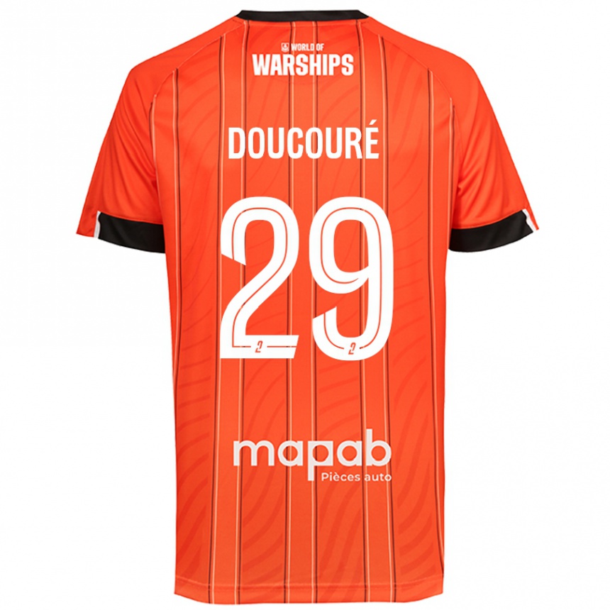 Kids Football Siriné Doucouré #29 Orange Home Jersey 2024/25 T-Shirt Uk