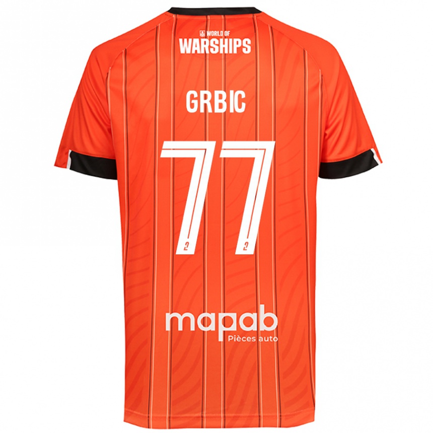 Kids Football Adrian Grbic #77 Orange Home Jersey 2024/25 T-Shirt Uk