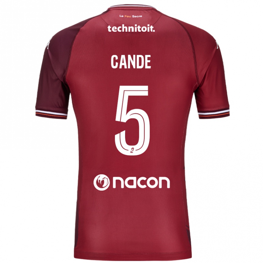 Kids Football Fali Candé #5 Red Granata Home Jersey 2024/25 T-Shirt Uk