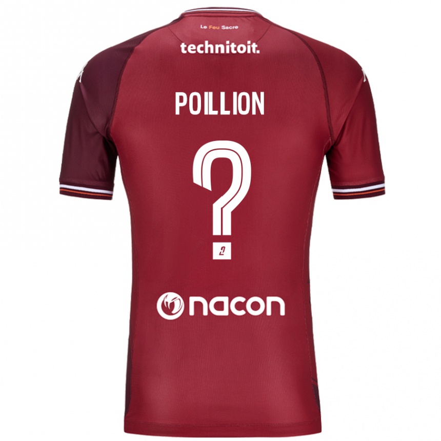 Kids Football Noé Poillion #0 Red Granata Home Jersey 2024/25 T-Shirt Uk