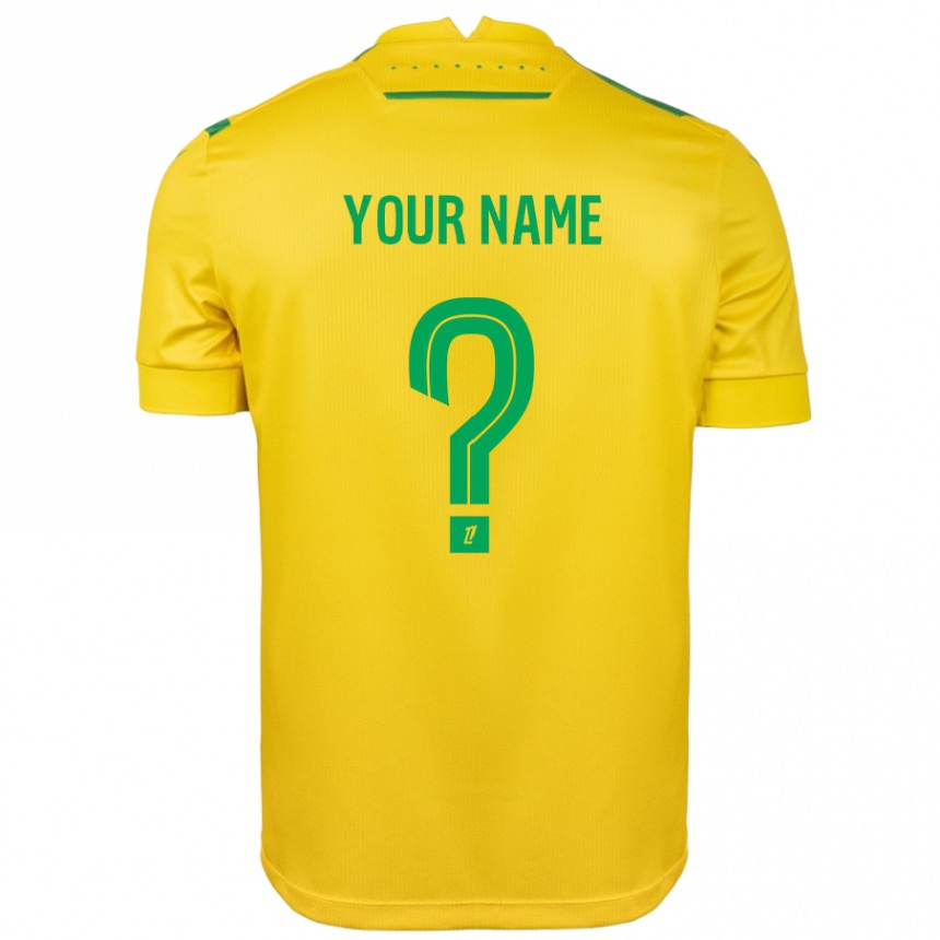 Kids Football Your Name #0 Yellow Green Home Jersey 2024/25 T-Shirt Uk