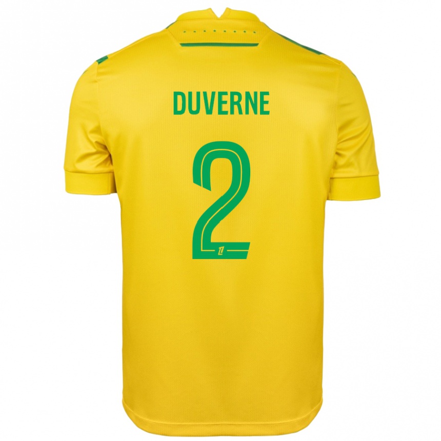 Kids Football Jean-Kévin Duverne #2 Yellow Green Home Jersey 2024/25 T-Shirt Uk