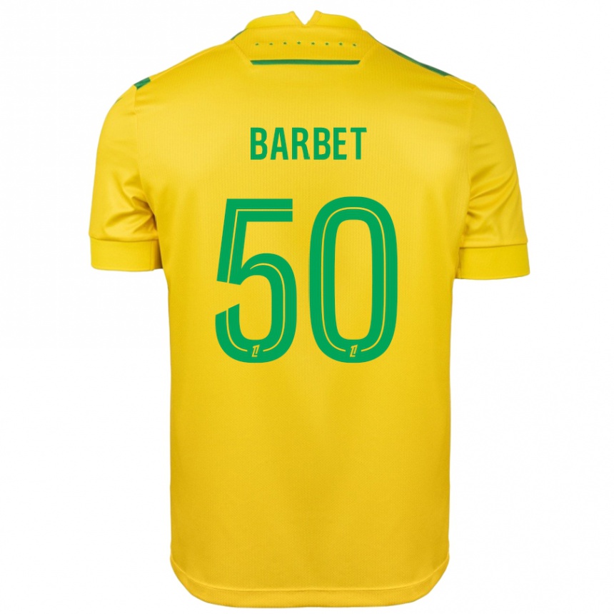 Kids Football Hugo Barbet #50 Yellow Green Home Jersey 2024/25 T-Shirt Uk