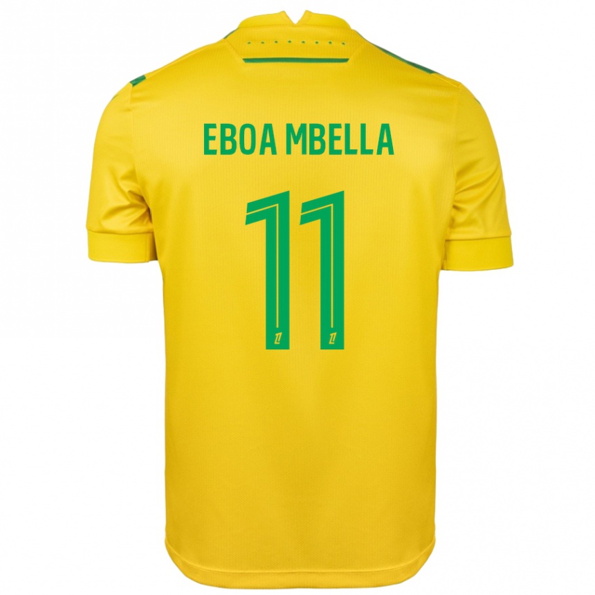 Kids Football Eden Eboa Mbella #11 Yellow Green Home Jersey 2024/25 T-Shirt Uk