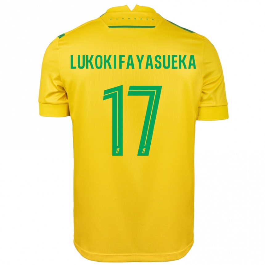 Kids Football Kévin Lukoki Fayasueka #17 Yellow Green Home Jersey 2024/25 T-Shirt Uk