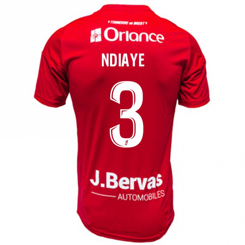 Kids Football Abdoulaye Ndiaye #3 Red White Home Jersey 2024/25 T-Shirt Uk