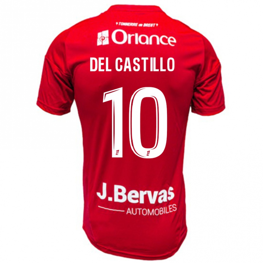 Kids Football Romain Del Castillo #10 Red White Home Jersey 2024/25 T-Shirt Uk