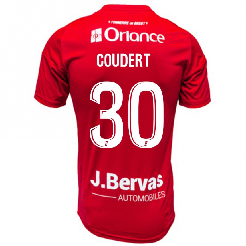 Kids Football Grégoire Coudert #30 Red White Home Jersey 2024/25 T-Shirt Uk