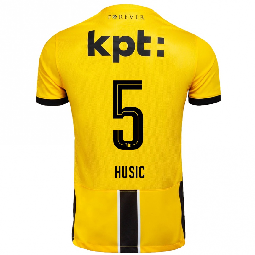 Kids Football Anel Husic #5 Yellow Black Home Jersey 2024/25 T-Shirt Uk